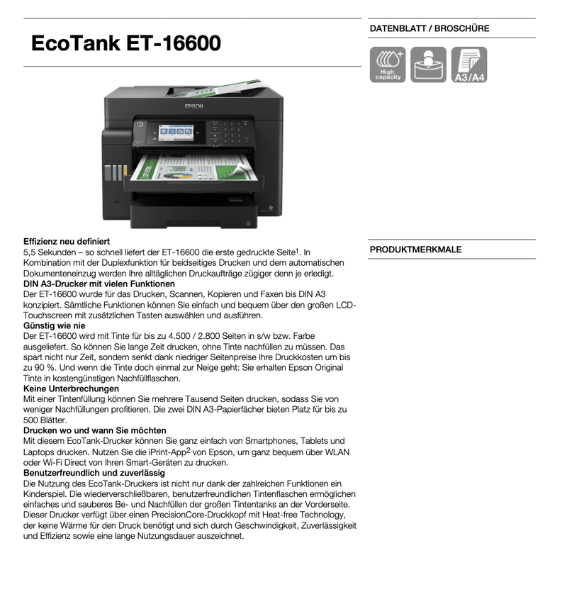 Epson EcoTank ET-16600 Drucker, Fax, Scanner, Kopierer W-Lan