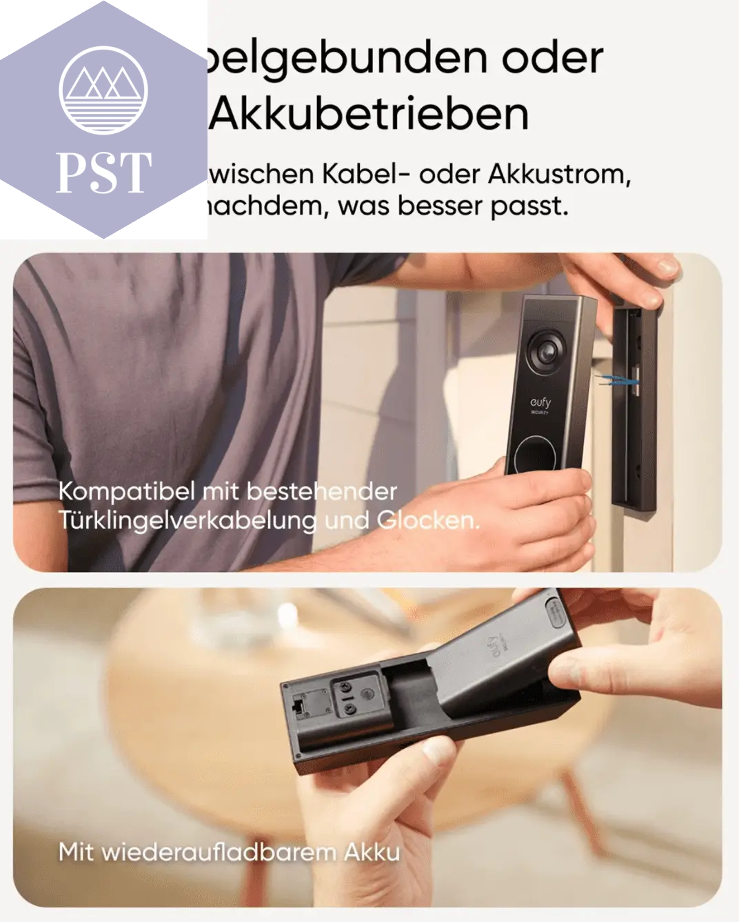 eufy E340 VideoDoorbell Videosprechanlage mit Nachtsicht 2-Wege Audio w-lan Kabel oder Akku  Computer & Office - Security & Protection - Video Surveillance - CCTV Accessories     PST PS Tradings