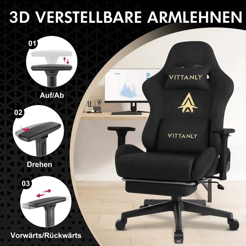 Gaming Stuhl Atmungsaktive Faux Wildleder Büro Stuhl Mit Fußstütze Stuhl Kopfstütze Ergonomischer Spiele Computer Stuhl Office Chair