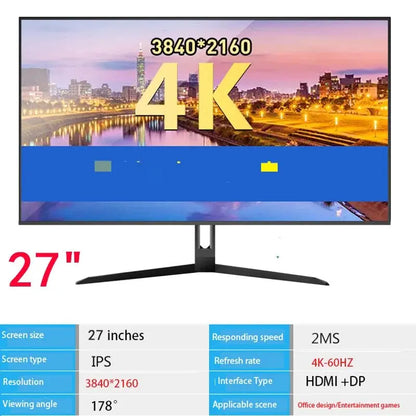 4K Resolution 27 Inch 144HZ 165 HZ Uhd Monitors Set Pc Desktop Curved Gaming Monitor,Pc Gamer,Lcd Monitor for Office and Game