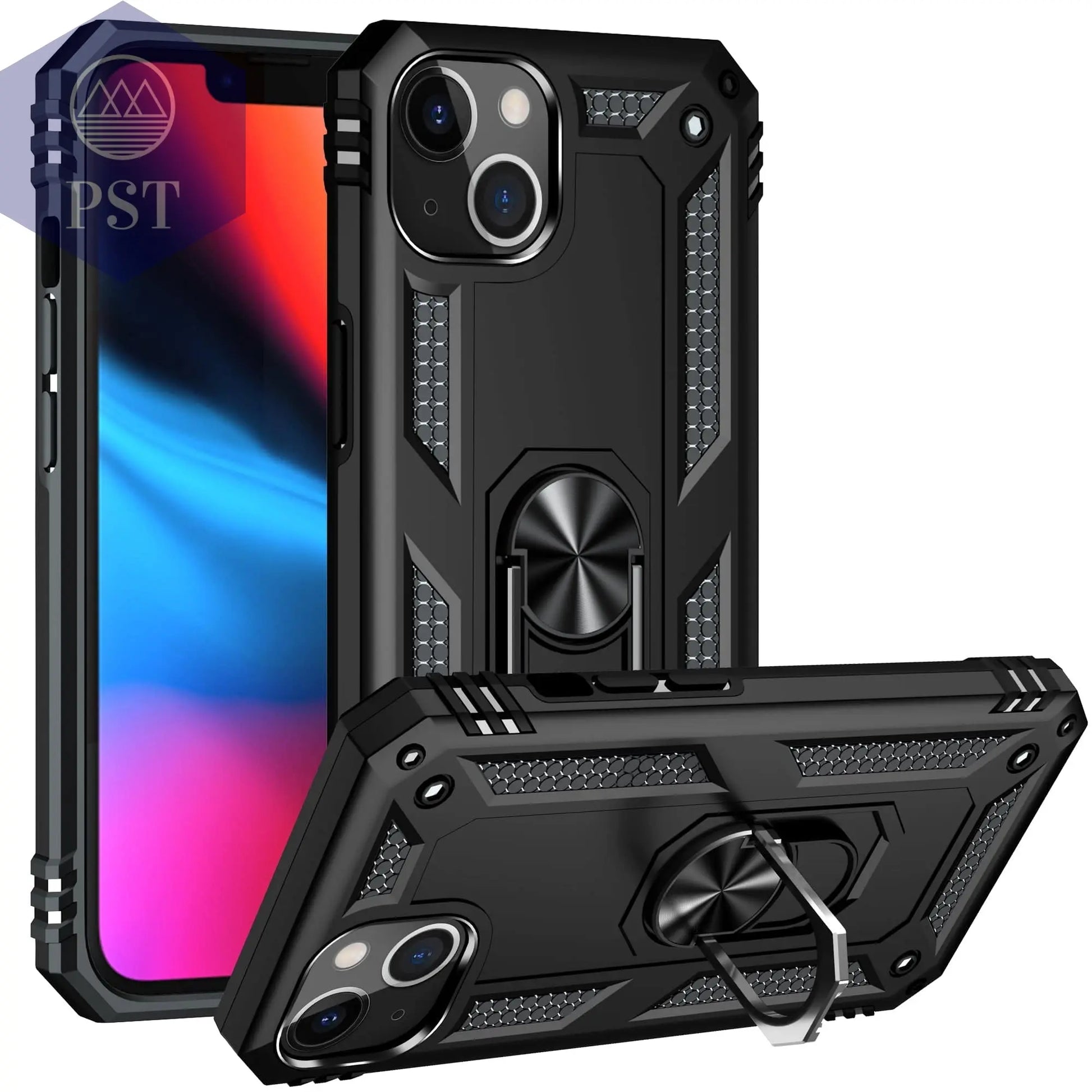 iPhone 13  Case With Kickstand, Heavy Duty Military Grade Protection Phone Case, Built-In 360° Rotate Ring Stand, Shockp - Property & Safety Tradings