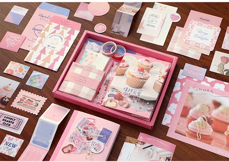 155pcs/set Handbook Gift Box Creative Retro Style Office Student Learning Stationery Gift Set A6 Notebook Variety Material - PST PS Tradings