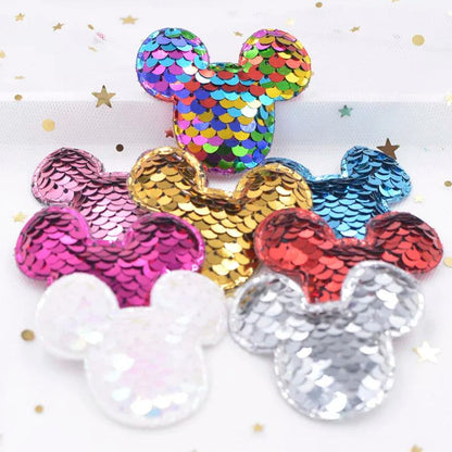 16Pcs Glitter Sequins Fabric Mouse Padded Patches Mouse Appliques for DIY Crafts Clothes Hats Hairpin Ornament Accessories - PST PS Tradings