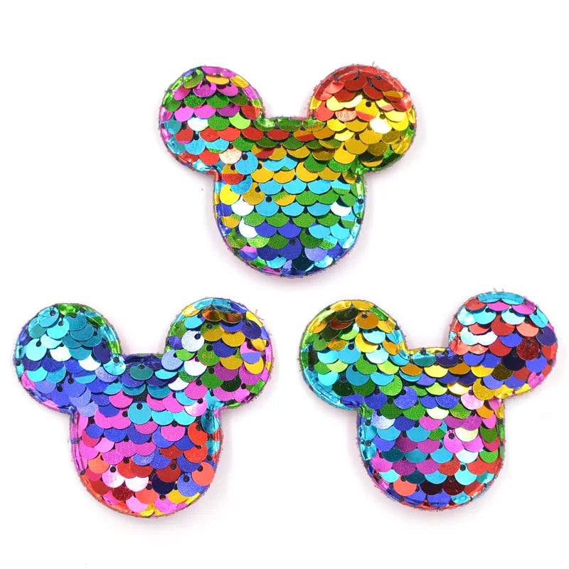 16Pcs Glitter Sequins Fabric Mouse Padded Patches Mouse Appliques for DIY Crafts Clothes Hats Hairpin Ornament Accessories - PST PS Tradings