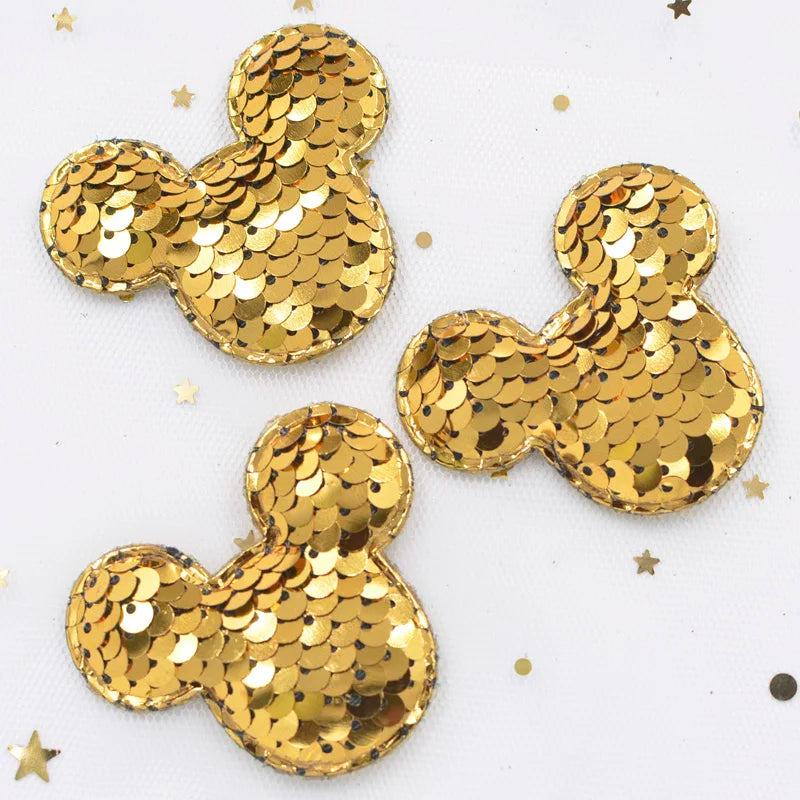 16Pcs Glitter Sequins Fabric Mouse Padded Patches Mouse Appliques for DIY Crafts Clothes Hats Hairpin Ornament Accessories - PST PS Tradings