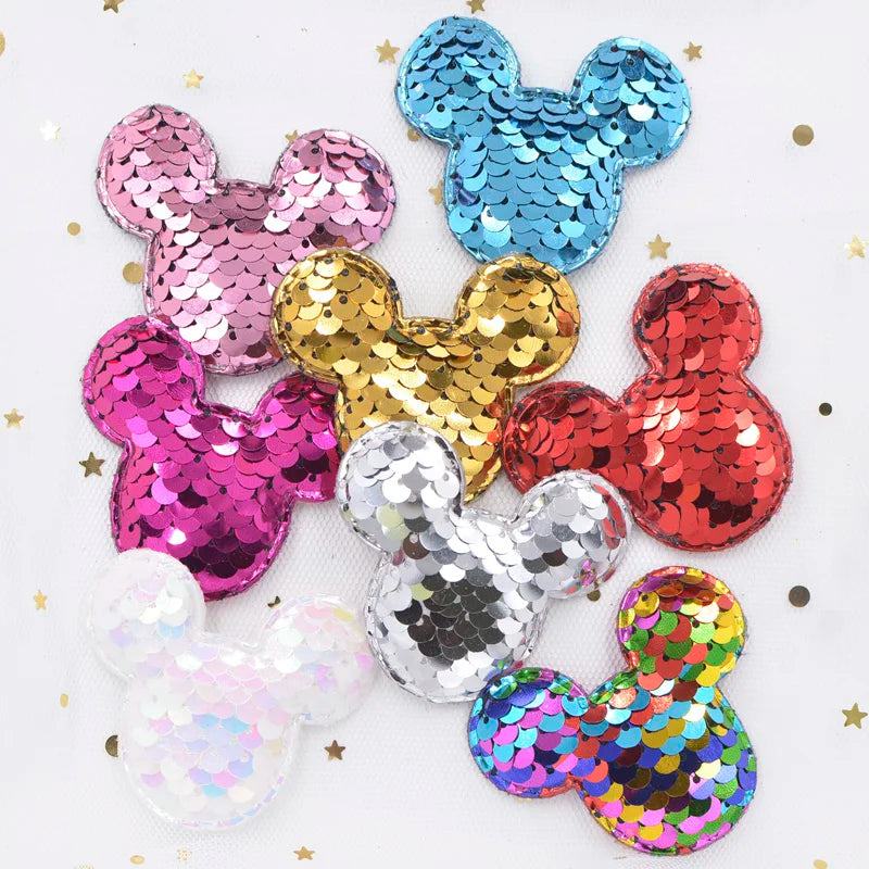 16Pcs Glitter Sequins Fabric Mouse Padded Patches Mouse Appliques for DIY Crafts Clothes Hats Hairpin Ornament Accessories - PST PS Tradings