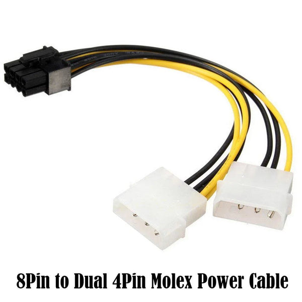 18cm 8Pin To Dual 4Pin Video Card Power Cord Y Shape 8 Pin PCI Express To Dual 4 Pin Molex Graphics Card Power Cable Adapter - PST PS Tradings