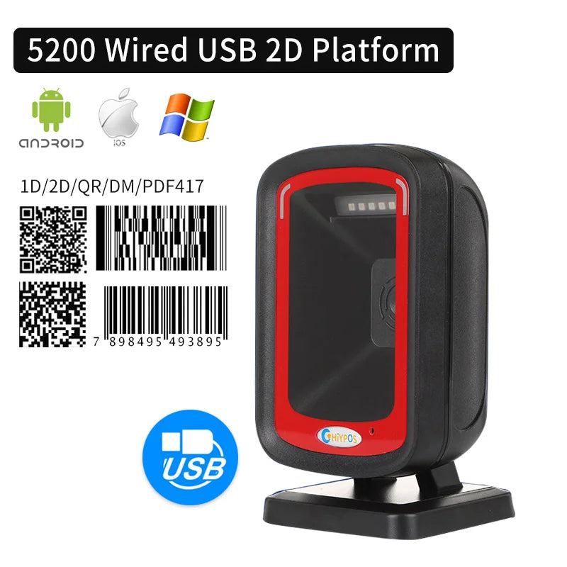 1D/2D  Supermarket Handhel  Barcode Bar  Code Scanner  Reader QR   PDF417 Bluetooth 2.4G Wireless &Wired USB Platform - PST PS Tradings