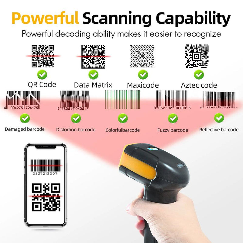 1D/2D  Supermarket Handhel  Barcode Bar  Code Scanner  Reader QR   PDF417 Bluetooth 2.4G Wireless &Wired USB Platform - PST PS Tradings