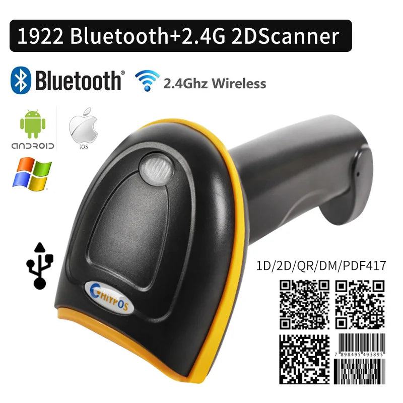 1D/2D  Supermarket Handhel  Barcode Bar  Code Scanner  Reader QR   PDF417 Bluetooth 2.4G Wireless &Wired USB Platform - PST PS Tradings