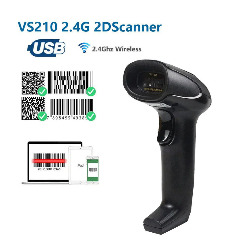 1D/2D  Supermarket Handhel  Barcode Bar  Code Scanner  Reader QR   PDF417 Bluetooth 2.4G Wireless &Wired USB Platform - PST PS Tradings