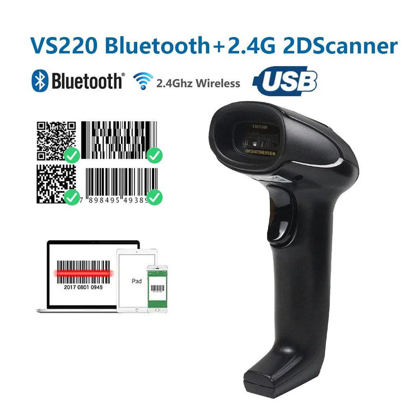 1D/2D  Supermarket Handhel  Barcode Bar  Code Scanner  Reader QR   PDF417 Bluetooth 2.4G Wireless &Wired USB Platform - PST PS Tradings