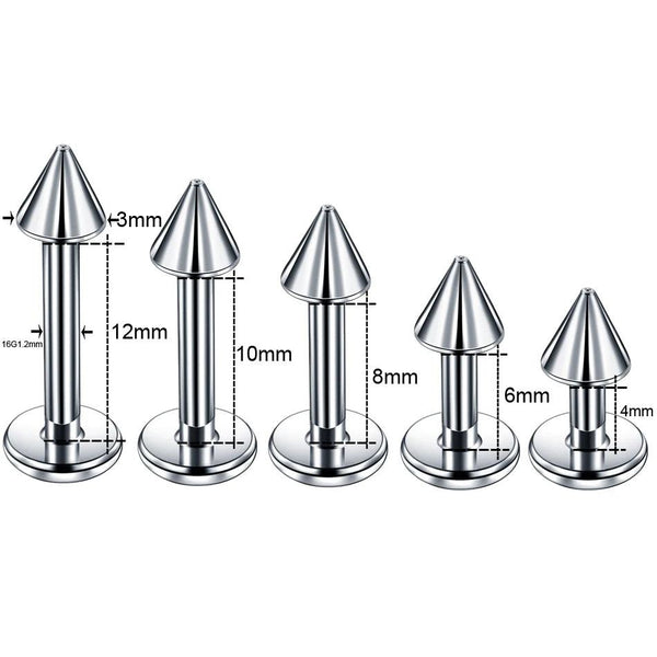 1PC G23 Titanium Spike Labret Stud Nose Lip Helix Bar Stud Taper Tongue Piercing Ear Tragus Cartilage Earring Body Jewelry 16G - PST PS Tradings