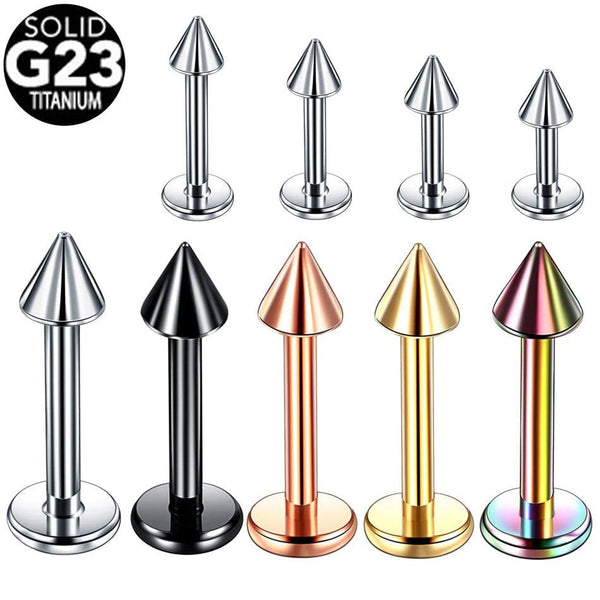 1PC G23 Titanium Spike Labret Stud Nose Lip Helix Bar Stud Taper Tongue Piercing Ear Tragus Cartilage Earring Body Jewelry 16G - PST PS Tradings