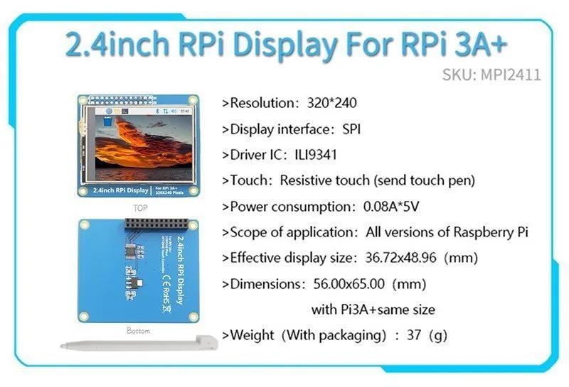  2.4/2.8/3.2/3.5/5/7/10.1 inch touch LCD Display Module Support for Raspberry Pi 3B+ 4 B