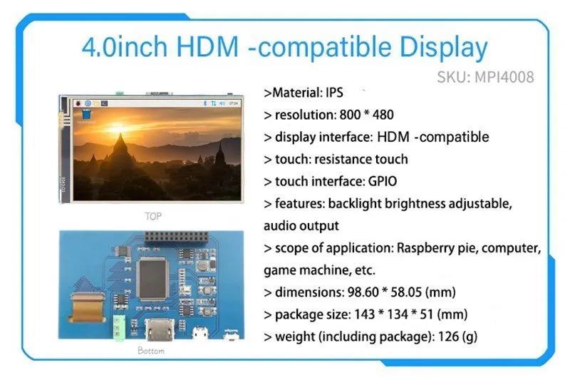  2.4/2.8/3.2/3.5/5/7/10.1 inch touch LCD Display Module Support for Raspberry Pi 3B+ 4 B