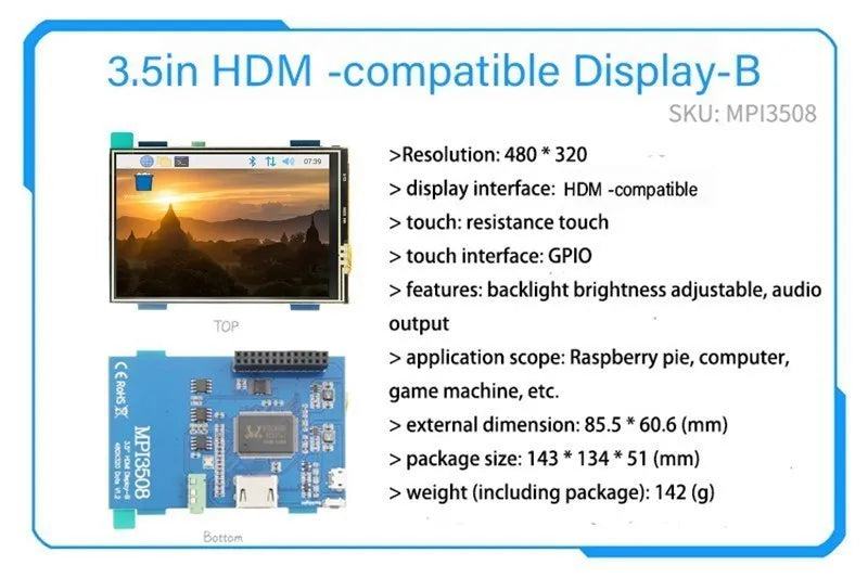  2.4/2.8/3.2/3.5/5/7/10.1 inch touch LCD Display Module Support for Raspberry Pi 3B+ 4 B