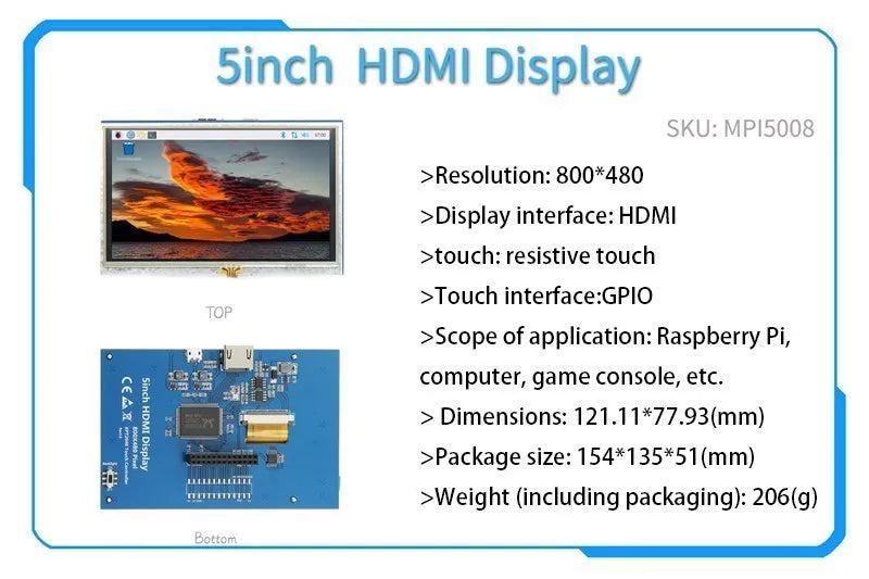  2.4/2.8/3.2/3.5/5/7/10.1 inch touch LCD Display Module Support for Raspberry Pi 3B+ 4 B