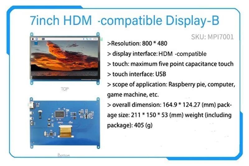  2.4/2.8/3.2/3.5/5/7/10.1 inch touch LCD Display Module Support for Raspberry Pi 3B+ 4 B