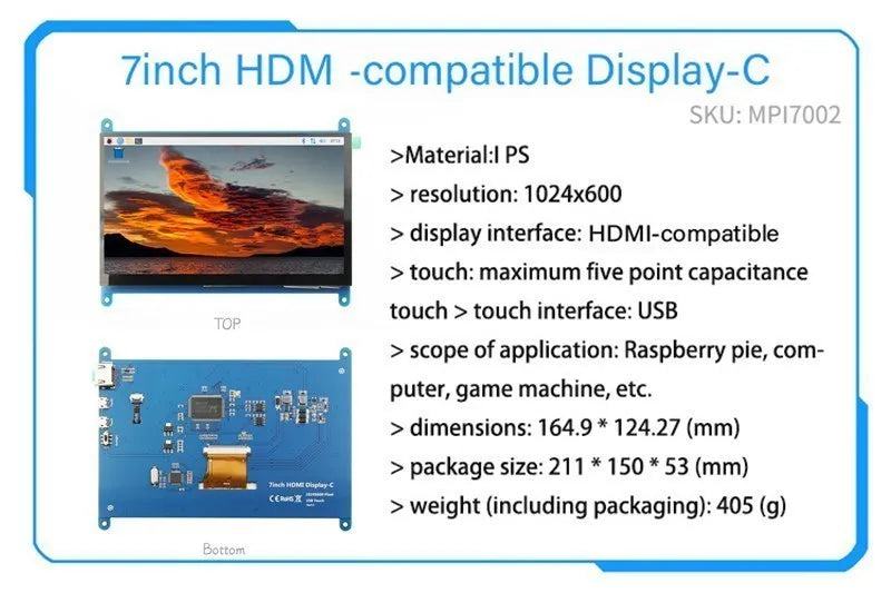  2.4/2.8/3.2/3.5/5/7/10.1 inch touch LCD Display Module Support for Raspberry Pi 3B+ 4 B