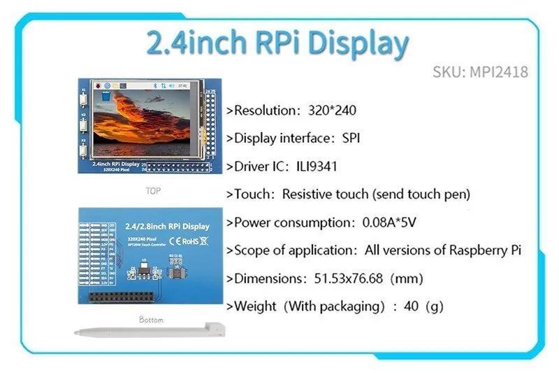  2.4/2.8/3.2/3.5/5/7/10.1 inch touch LCD Display Module Support for Raspberry Pi 3B+ 4 B