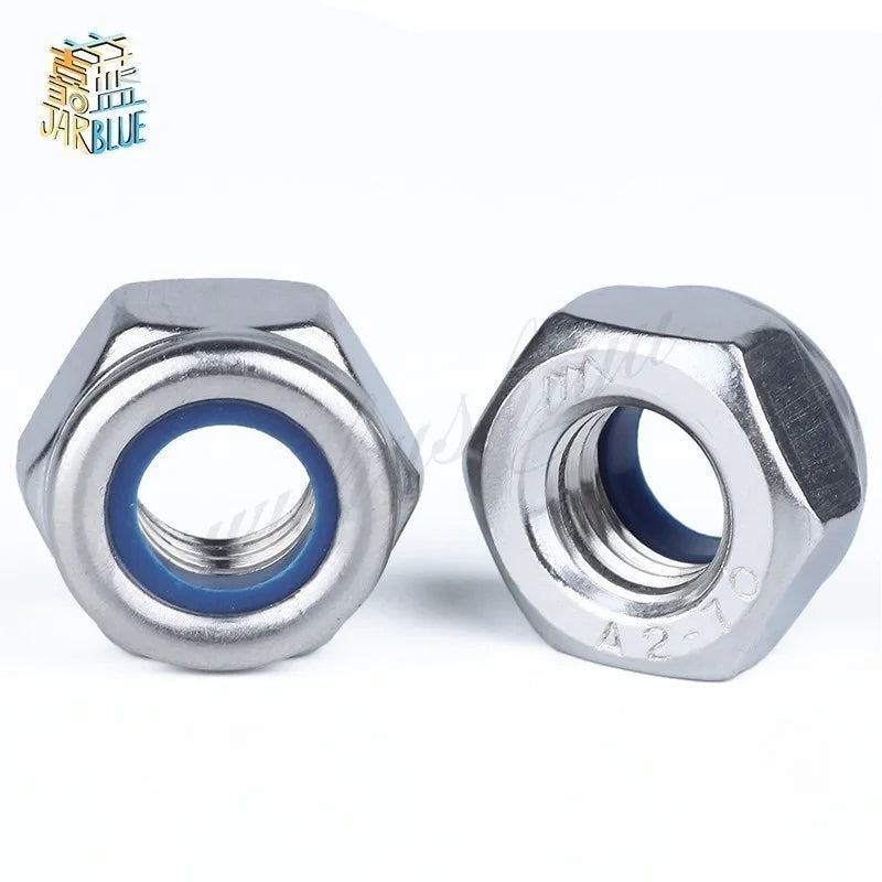 2/5/20/50Pcs DIN985 M2 M2.5 M3 M4 M5 M6 M8 304 Stainless Steel Nylon Self-locking Hex Nuts Locknut Slip Lock Nut - PST PS Tradings