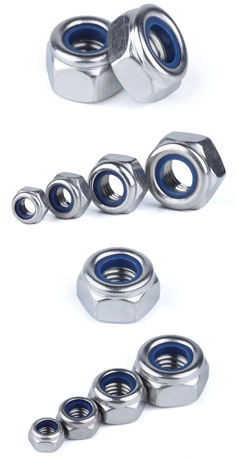 2/5/20/50Pcs DIN985 M2 M2.5 M3 M4 M5 M6 M8 304 Stainless Steel Nylon Self-locking Hex Nuts Locknut Slip Lock Nut - PST PS Tradings