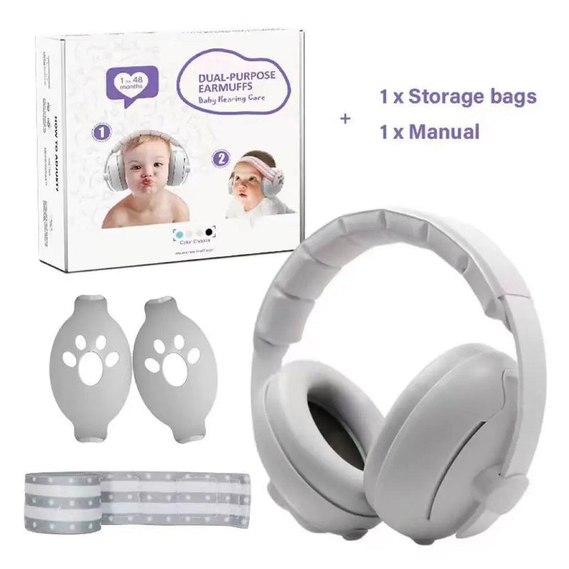 2-in-1 Convertible Design Baby Earmuffs Noise Protection Adjustable Noise Cancelling Headphones with Non-Slip Band for Babies - PST PS Tradings