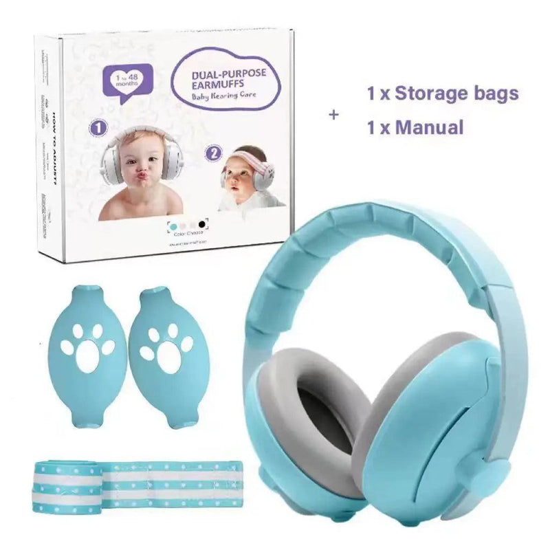 2-in-1 Convertible Design Baby Earmuffs Noise Protection Adjustable Noise Cancelling Headphones with Non-Slip Band for Babies - PST PS Tradings