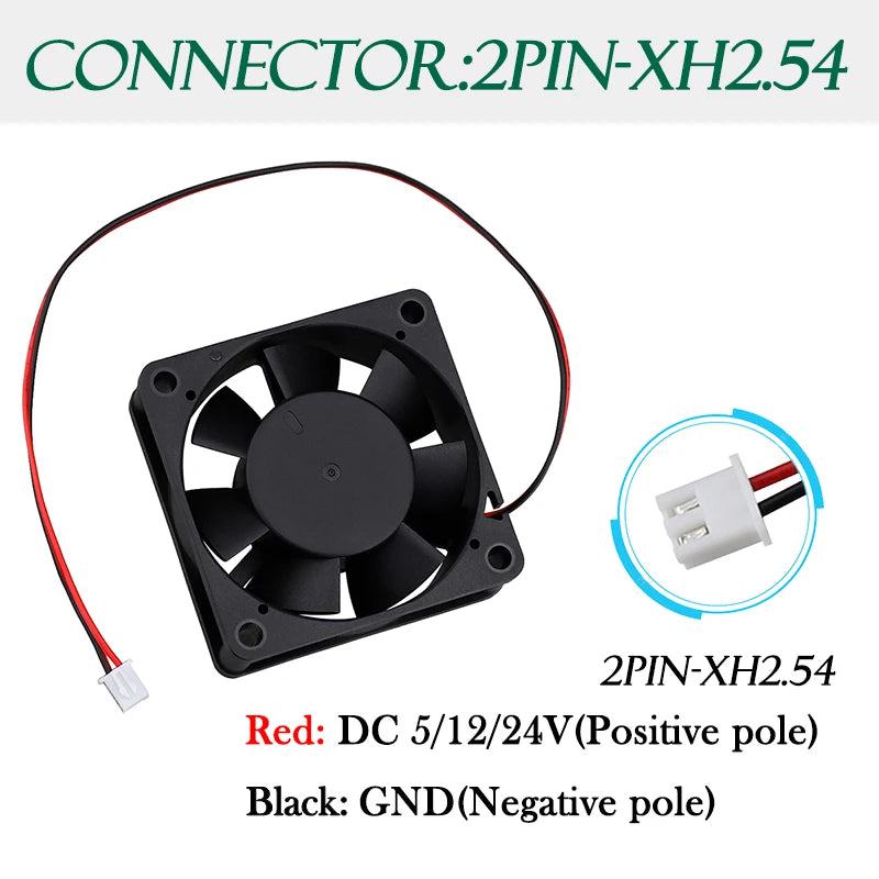 2 Pcs Gdstime 60x60x20mm 6020 12V 24V Dual Ball 3D Printer Cooler Fan 60mmx20mm Brushless Machine Equipment DC Motor Cooling Fan - PST PS Tradings