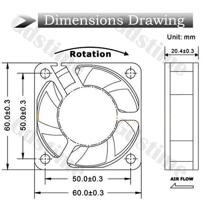 2 Pcs Gdstime 60x60x20mm 6020 12V 24V Dual Ball 3D Printer Cooler Fan 60mmx20mm Brushless Machine Equipment DC Motor Cooling Fan - PST PS Tradings