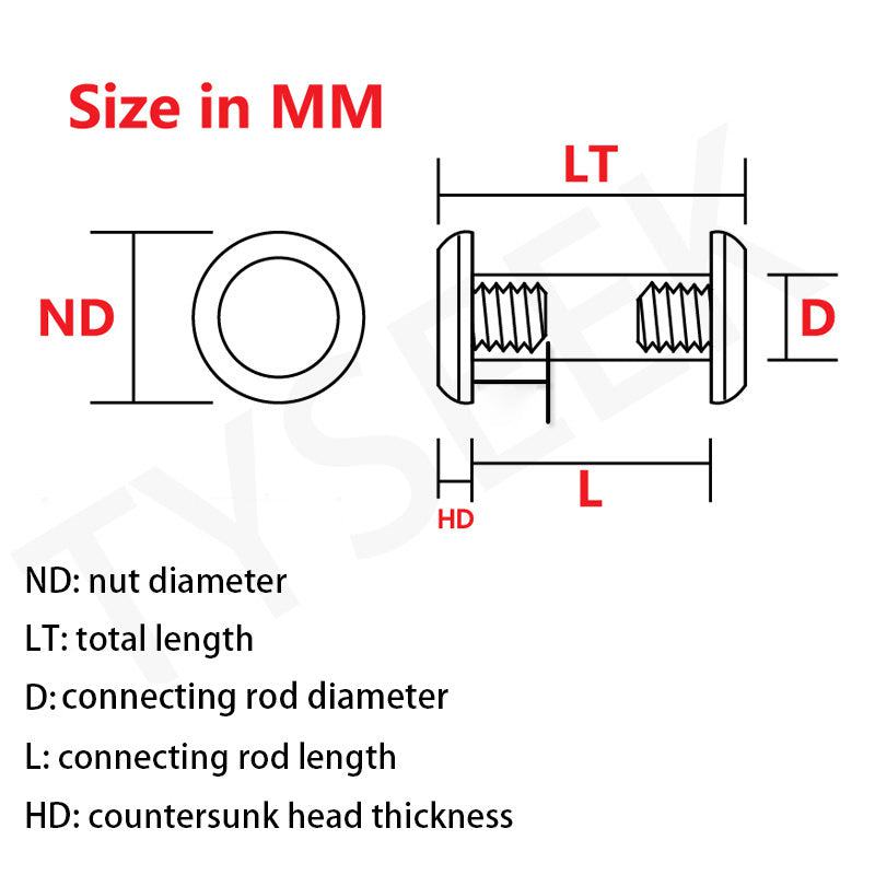 2 sets Brass + 416 stainless steel M4 Fastening screw rivet for CNC cutter DIY Straight pocket knife tools handle Fastening nut