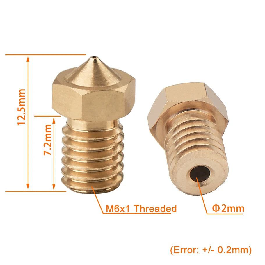 22PCS/lot V6 Brass Nozzle for E3DV6 Anycubic i3 Mega S X Chiron Kobra Flybear HotEnd 0.4MM  J-Head Extruder Printer Accessorie - PST PS Tradings