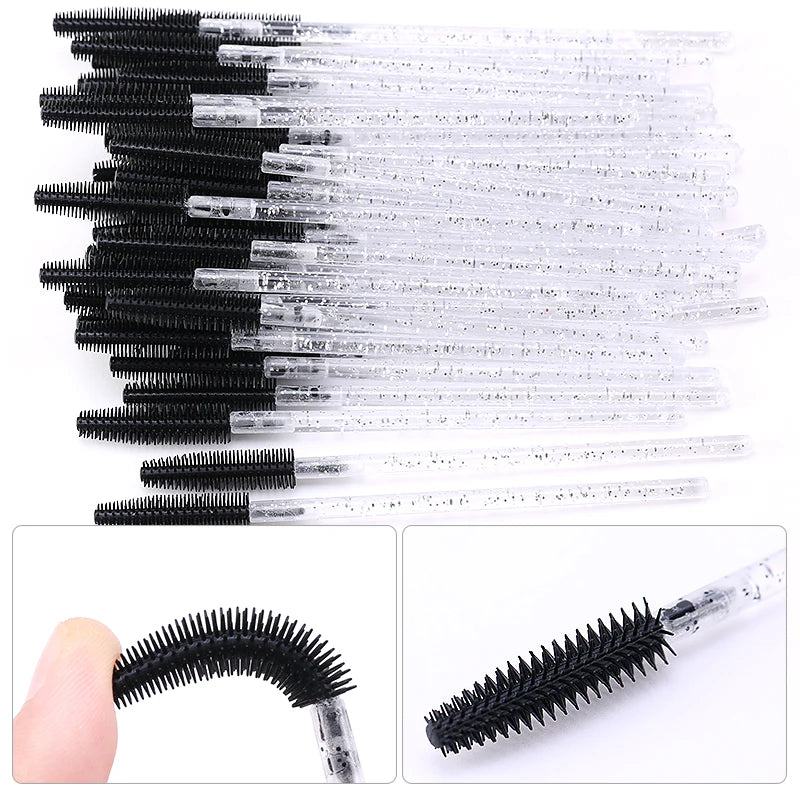 25/50pcs Disposable Eyelash Brush Eyelashes Extension Tools Silicone Gel Material Eyebrow Brushes Mascara Wands Applicator Women