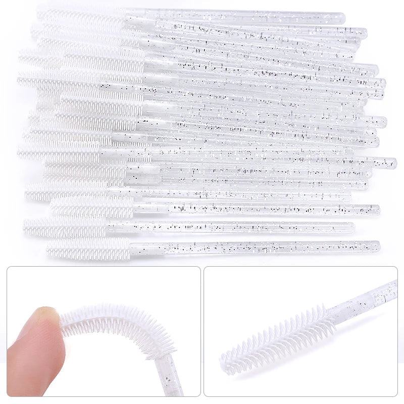 25/50pcs Disposable Eyelash Brush Eyelashes Extension Tools Silicone Gel Material Eyebrow Brushes Mascara Wands Applicator Women