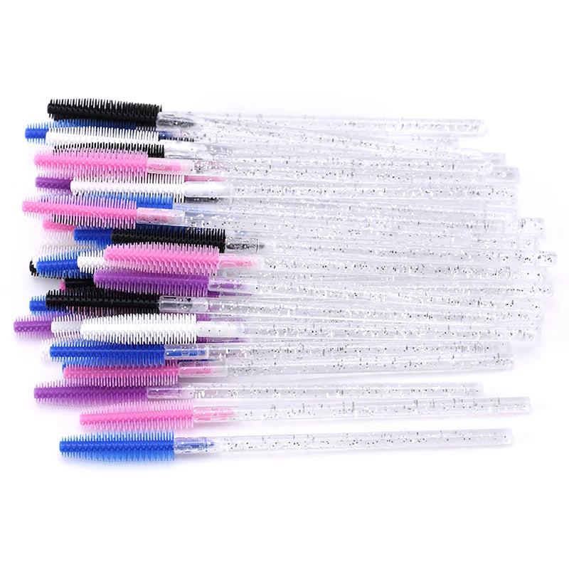 25/50pcs Disposable Eyelash Brush Eyelashes Extension Tools Silicone Gel Material Eyebrow Brushes Mascara Wands Applicator Women