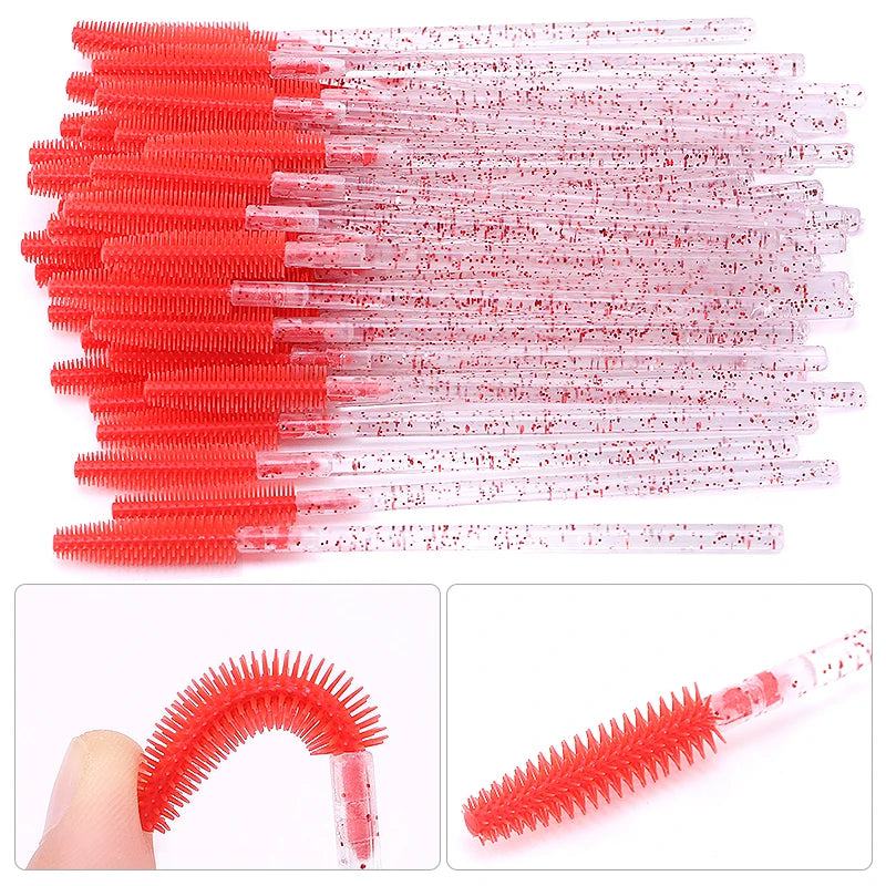 25/50pcs Disposable Eyelash Brush Eyelashes Extension Tools Silicone Gel Material Eyebrow Brushes Mascara Wands Applicator Women