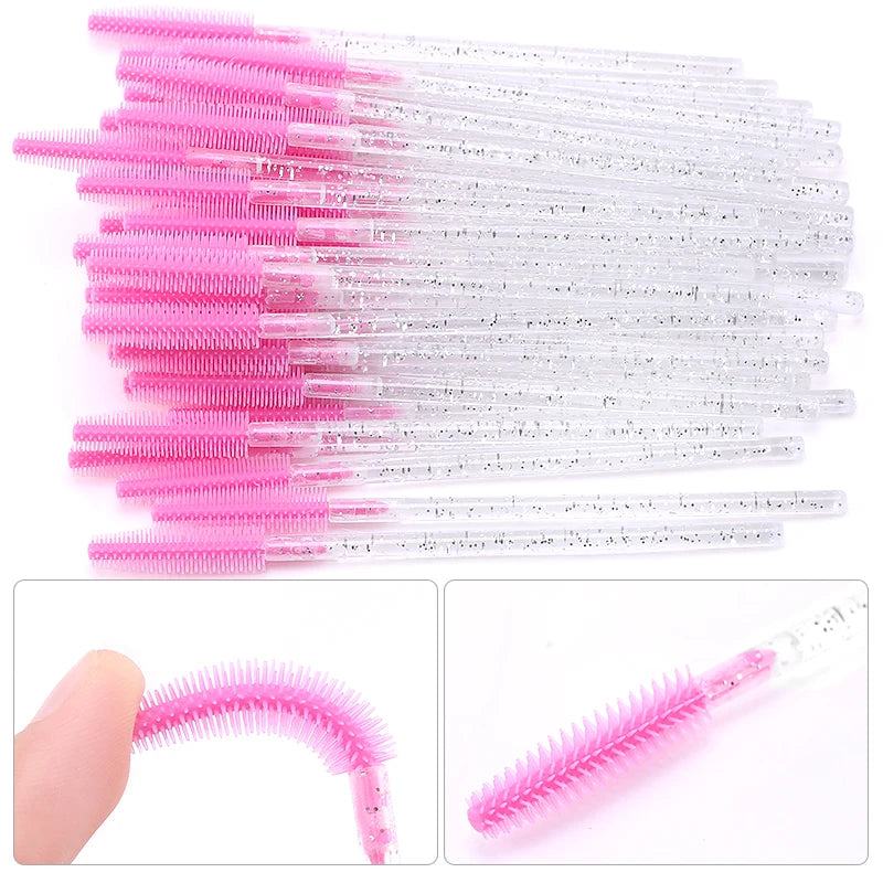 25/50pcs Disposable Eyelash Brush Eyelashes Extension Tools Silicone Gel Material Eyebrow Brushes Mascara Wands Applicator Women