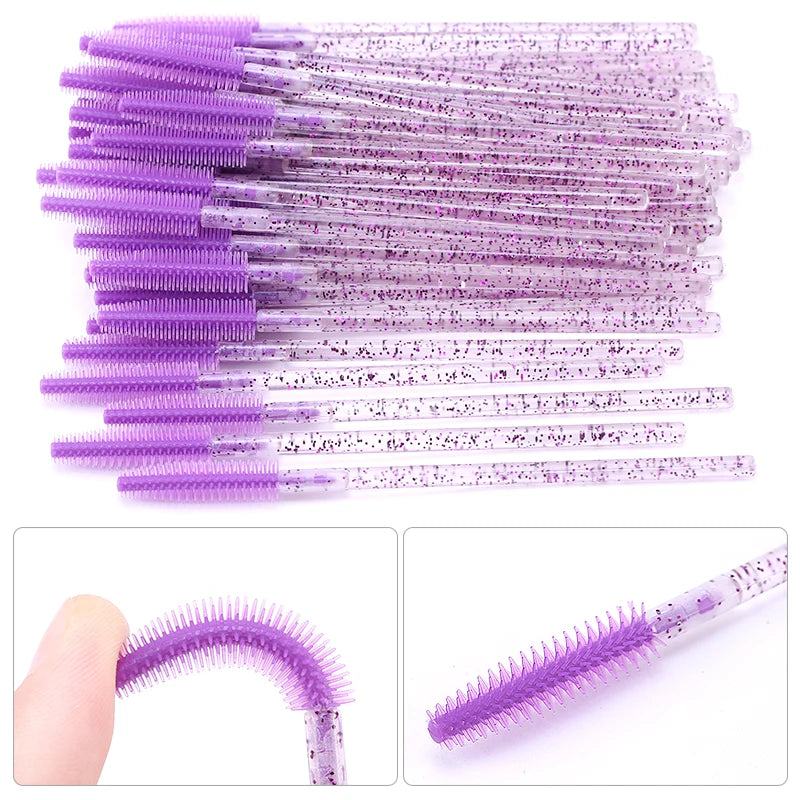 25/50pcs Disposable Eyelash Brush Eyelashes Extension Tools Silicone Gel Material Eyebrow Brushes Mascara Wands Applicator Women