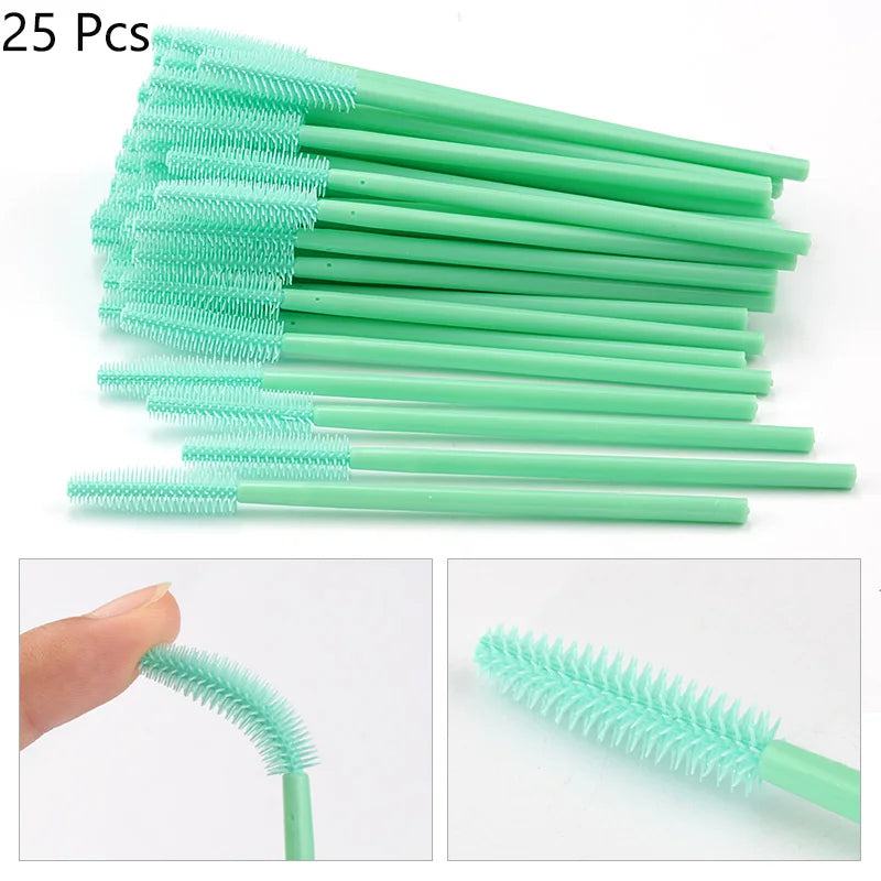 25/50pcs Disposable Eyelash Brush Eyelashes Extension Tools Silicone Gel Material Eyebrow Brushes Mascara Wands Applicator Women