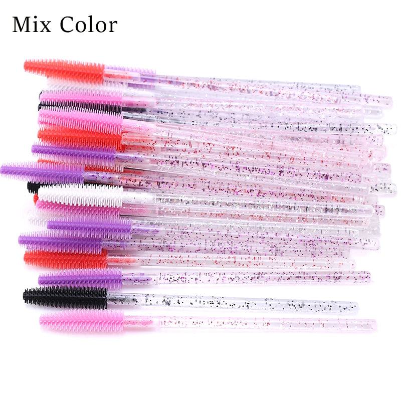 25/50pcs Disposable Eyelash Brush Eyelashes Extension Tools Silicone Gel Material Eyebrow Brushes Mascara Wands Applicator Women