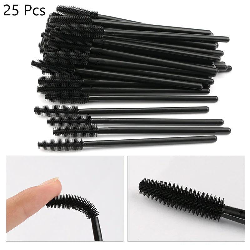 25/50pcs Disposable Eyelash Brush Eyelashes Extension Tools Silicone Gel Material Eyebrow Brushes Mascara Wands Applicator Women