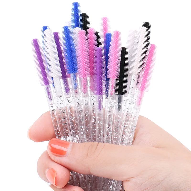 25/50pcs Disposable Eyelash Brush Eyelashes Extension Tools Silicone Gel Material Eyebrow Brushes Mascara Wands Applicator Women