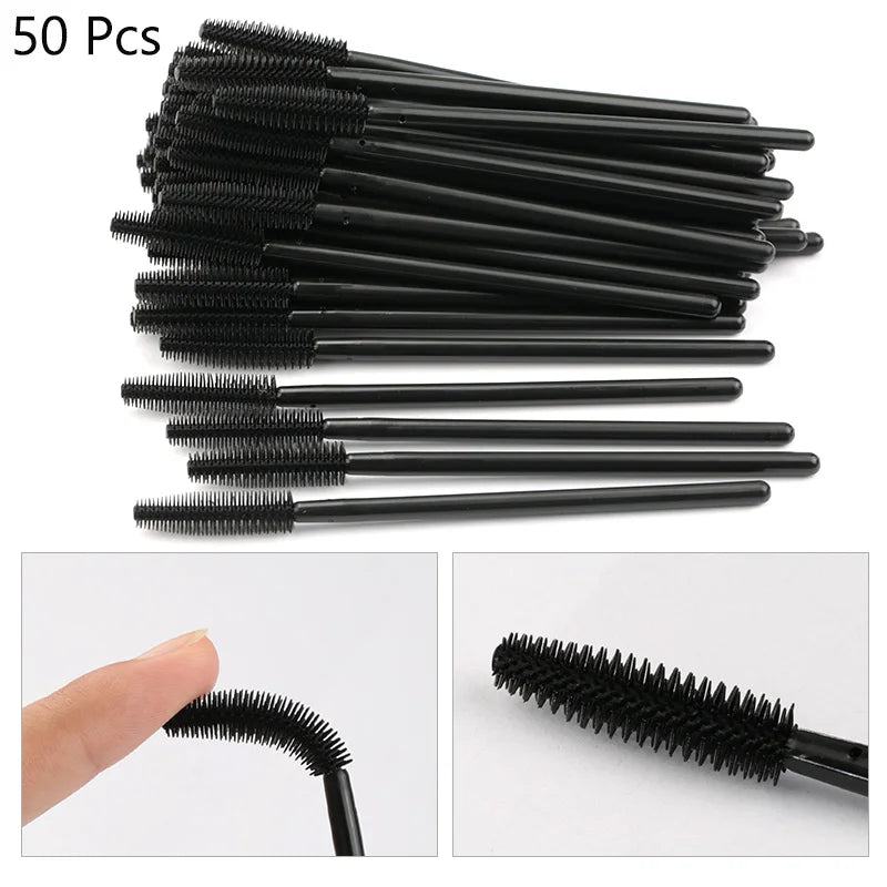 25/50pcs Disposable Eyelash Brush Eyelashes Extension Tools Silicone Gel Material Eyebrow Brushes Mascara Wands Applicator Women