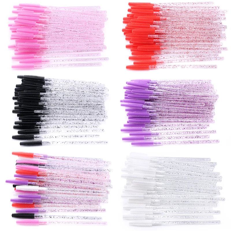 25/50pcs Disposable Eyelash Brush Eyelashes Extension Tools Silicone Gel Material Eyebrow Brushes Mascara Wands Applicator Women