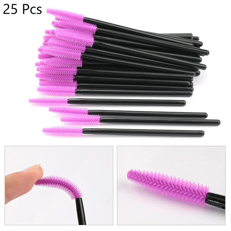 25/50pcs Disposable Eyelash Brush Eyelashes Extension Tools Silicone Gel Material Eyebrow Brushes Mascara Wands Applicator Women