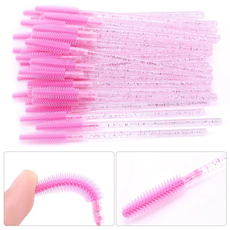 25/50pcs Disposable Eyelash Brush Eyelashes Extension Tools Silicone Gel Material Eyebrow Brushes Mascara Wands Applicator Women