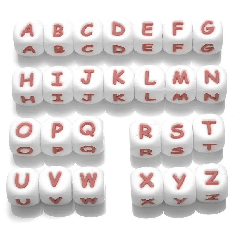 26Pcs Silicone English Letter Beads 12mm Alphabet Silicone Chewing Bead for Pacifier Clip Chain Teether Accessories BPA Free - PST PS Tradings