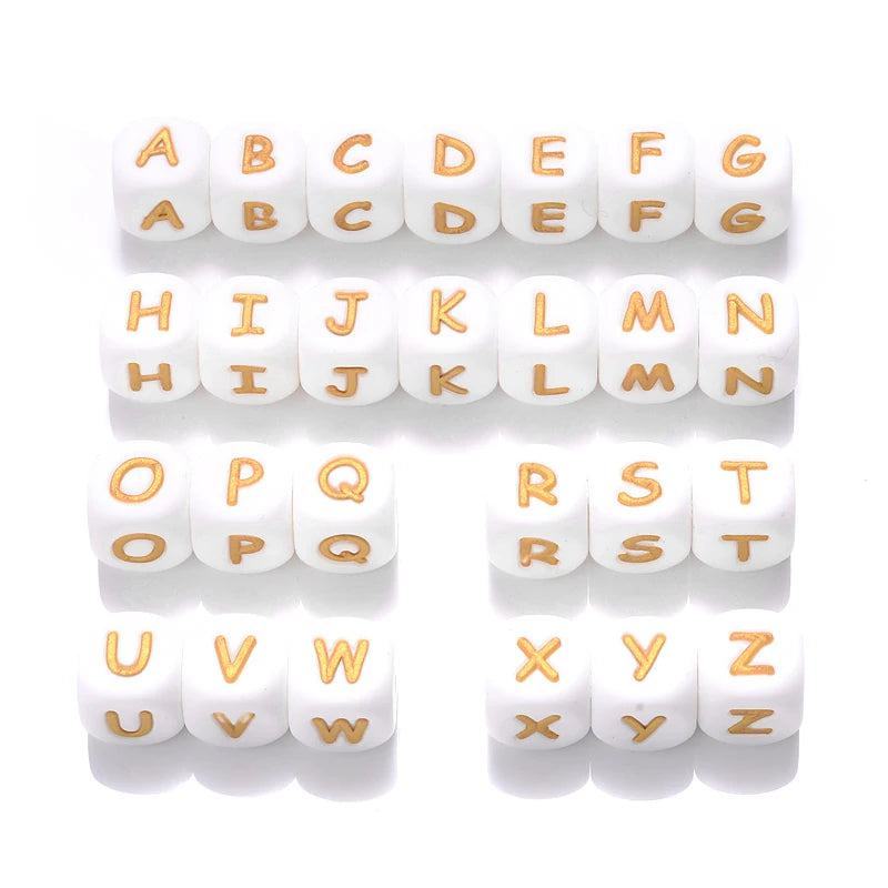 26Pcs Silicone English Letter Beads 12mm Alphabet Silicone Chewing Bead for Pacifier Clip Chain Teether Accessories BPA Free - PST PS Tradings