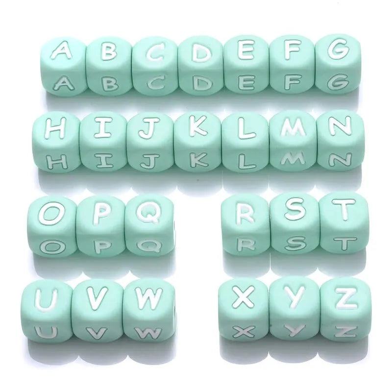 26Pcs Silicone English Letter Beads 12mm Alphabet Silicone Chewing Bead for Pacifier Clip Chain Teether Accessories BPA Free - PST PS Tradings